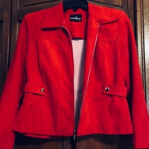 Positive Att.- Bright Red, petite jacket.- worn 1X